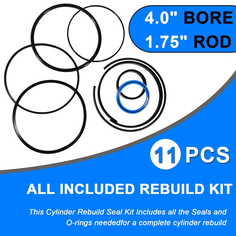 mooncar Hydraulic Log Splitter Cylinder Rebuild Seal Kit Suitable for 4.0" Bore x 1.75" Rod Cylinder - Image 3